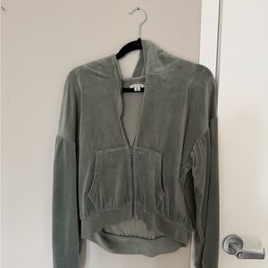 American Eagle Outfitters  Velvet Sage Green Zip-Up Jacket
